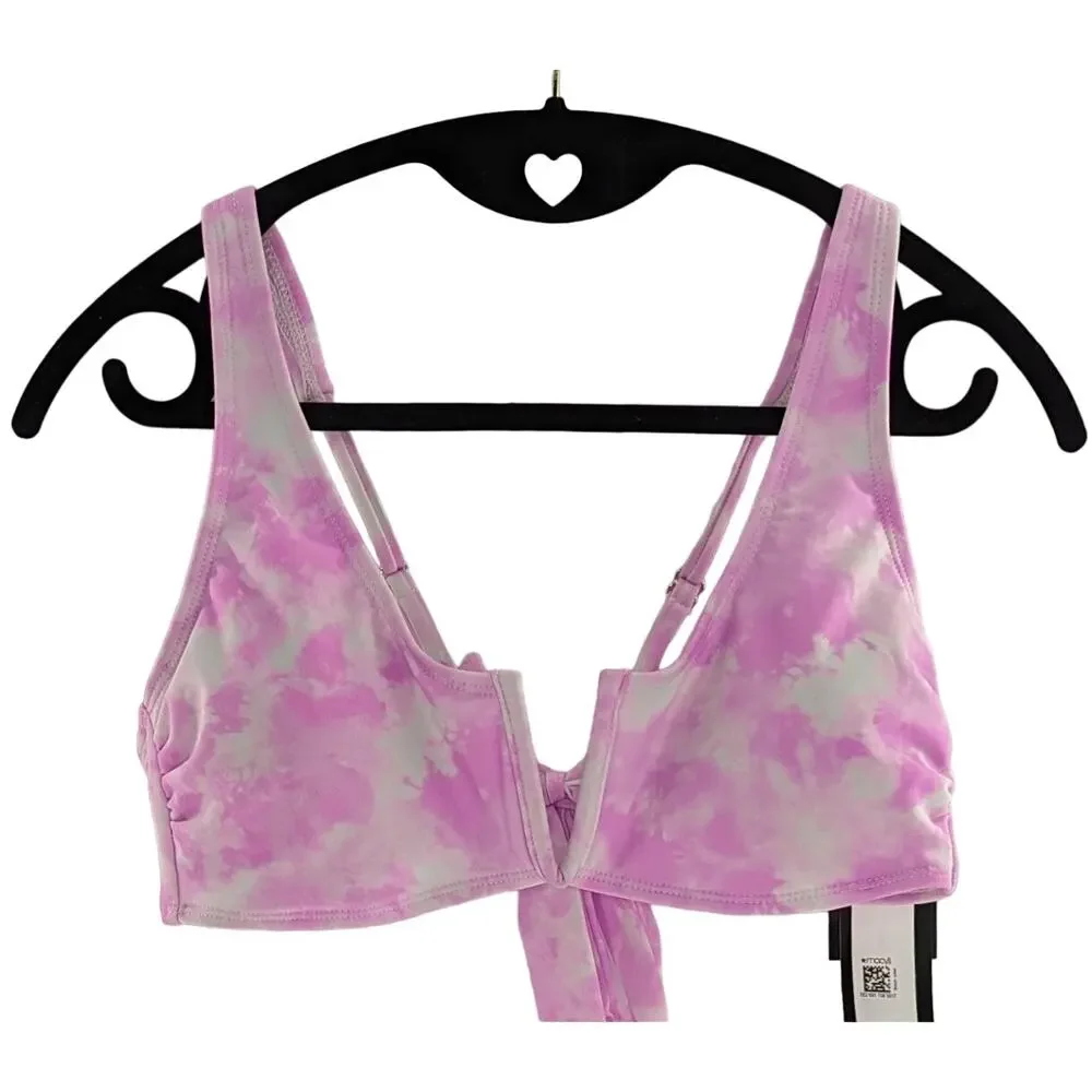 California Waves Pink Tie Dye Bikini Top Junior's Size Large - Picture 7 of 10